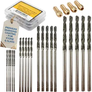 24-  Drill Bits Set (1mm, 1.5mm, 2mm, 2.5mm) Compatible with Dremel Rotary Tools - Includes 4 Collets -  Tipped Drill Bit for Stone, Glass, Sea Shells &  Making Tools