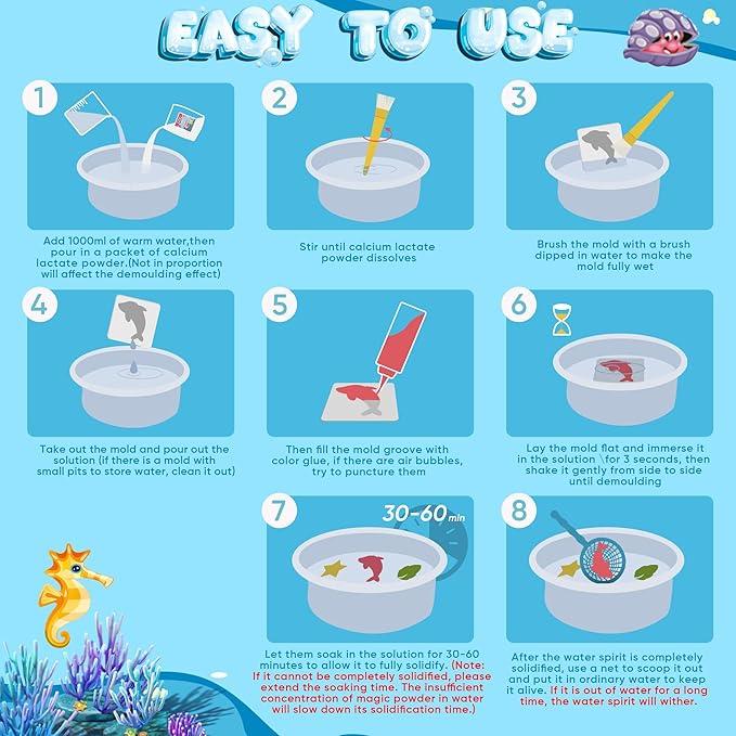 Magic Water Elf Toy Kit with Magic Gels and Molds Imaginative Play Birthday Gifts Party Favors Family Friendly DIY STEM Projects Create Your Own Magic Gel Water Pets