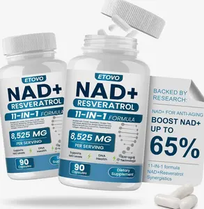NAD+ Supplement, 8525mg Liposomal NAD Booster with Resveratrol NAD Plus with Coptisine Quercetin Curcumin Supports Cellular Health, Physical Strength and Healthy Aging 90 Capsules 2 Bottle