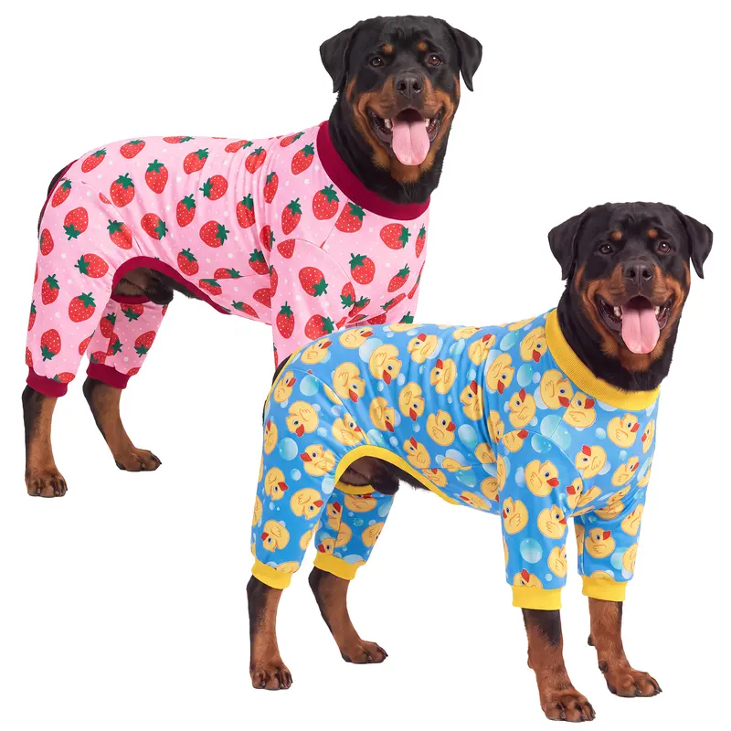 XPUDAC Large Breed Dog Onesie Pajamas - 2-Pieces 8XL Cute Tops for Animals, 4-Way Stretch Soft Lightweight Fabric Pet Outfit, Easy-to-Wear All Seasons, Cartoon Fruit Design, Warmth, Holiday Gift
