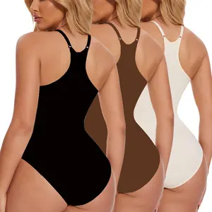 Women's Tummy Control Shapewear Bodysuit, Round Neck Shaper Sleeveless Racerback Tank Briefs Adjustable Staps Bodysuit, Womenswear, Tummy Tuck Shapewear, Shaper Clothes, Tummy Tuck Garment