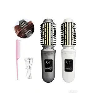 2026 Upgrade Cordless 2-in-1 Hair Curler and Straightener Brush - Rechargeable Multicolor Styling Tool, 2600mAh Battery, LED Display, 3 Temperature Settings, USB Charging, Portable Mini Heated Brush, Ideal for Travel, Home Use, Great Gift