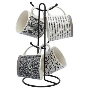 Tabletops Gallery Tabletops Avenue 4-Piece Coffee Mug Set with Tree Rack