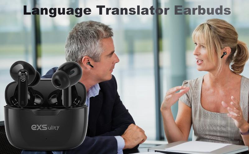 Exs ulity 5.4 wireless Bluetooth headset, supports 144 languages, high-precision simultaneous interpretation headset, waterproof and sweat-proof, supports playing music, short videos, and calls