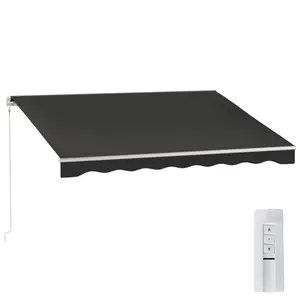 10' x 8' Electric Retractable Awning, Sun Shade Shelter with Remote Controller and Crank Handle for Deck, Black