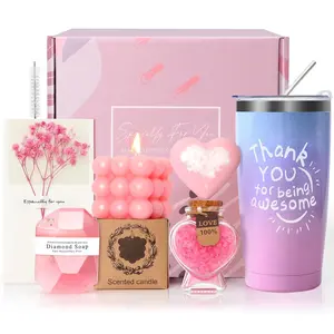 MACEVIA Birthday Gifts for Women, Unique Gift Ideas for Birthday, Thank You Gifts for Women Mom Wife Sister Girlfriend Her -Pink Rose Spa Gift Basket Set MACEVIA