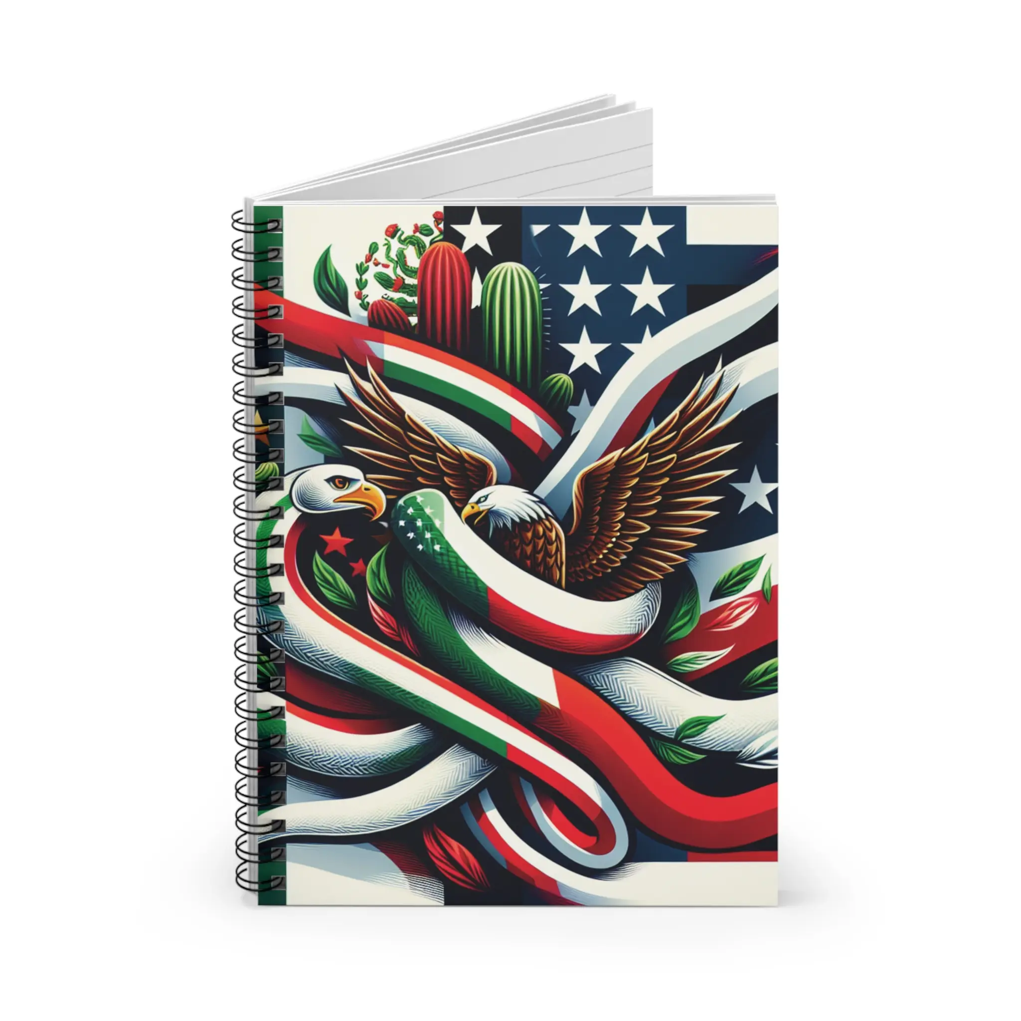 Mexican United States Flag Spiral Notebook - Ruled Line, Patriotic ...