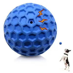 Indestructible Squeaky Dog Ball - Relieves Anxiety, Cleans Teeth, Interactive Chew Toy for Large Breeds, Outdoor Waterproof