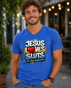 Jesus Loves Sinners Shirt – Bold Statement Graphic Tee, Funny Religious Humor Shirt, Edgy Feminist Tee, V-Neck or Crew Neck