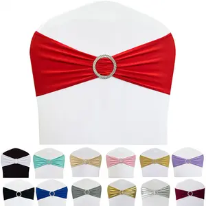 Wedding Chair Decorations Stretch Red Chair Bows and Sashes for Party Ceremony Reception Banquet Spandex Chair Covers slipcovers, Universal Elastic Chair Ties for Wedding Party Ceremony Reception(10pcs/30pcs/50pcs/100pcs)