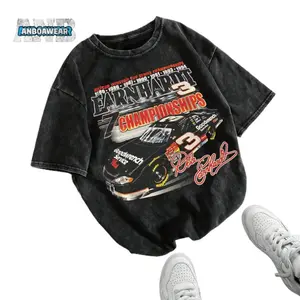 Men's Plus Size Tee, Earnhardt 7 Championships Racing Car Pure Cotton Street Style Short Sleeved Summer Retro Washed T-Shirt,Vintage Graphic T Shirts