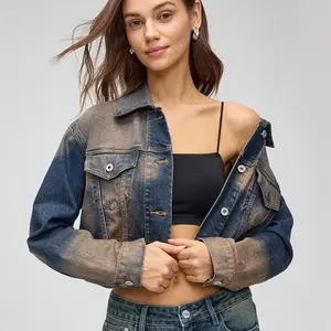 Vessira Women’s Retro Cropped Structured Denim Jacket