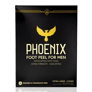 Unscented - Phoenix Foot Peel for Men - Extra Large - Extra Strength - Exfoliating Dry Feet Treatment - Callus Remover - Unscented - Paraben and Fragrance Free