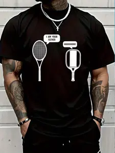 100% Cotton I Am Your Father Funny Pickleball Tennis Racket T-Shirt Women's Men's Graphic Tee Crew Neck summer vacation Tops