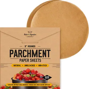 Heavy Duty 9 Inch Parchment Rounds Paper Baking Sheets Precut Silicone Coated Unbleached Will Not Curl or Burn Non-Toxic Comes in Convenient Packaging