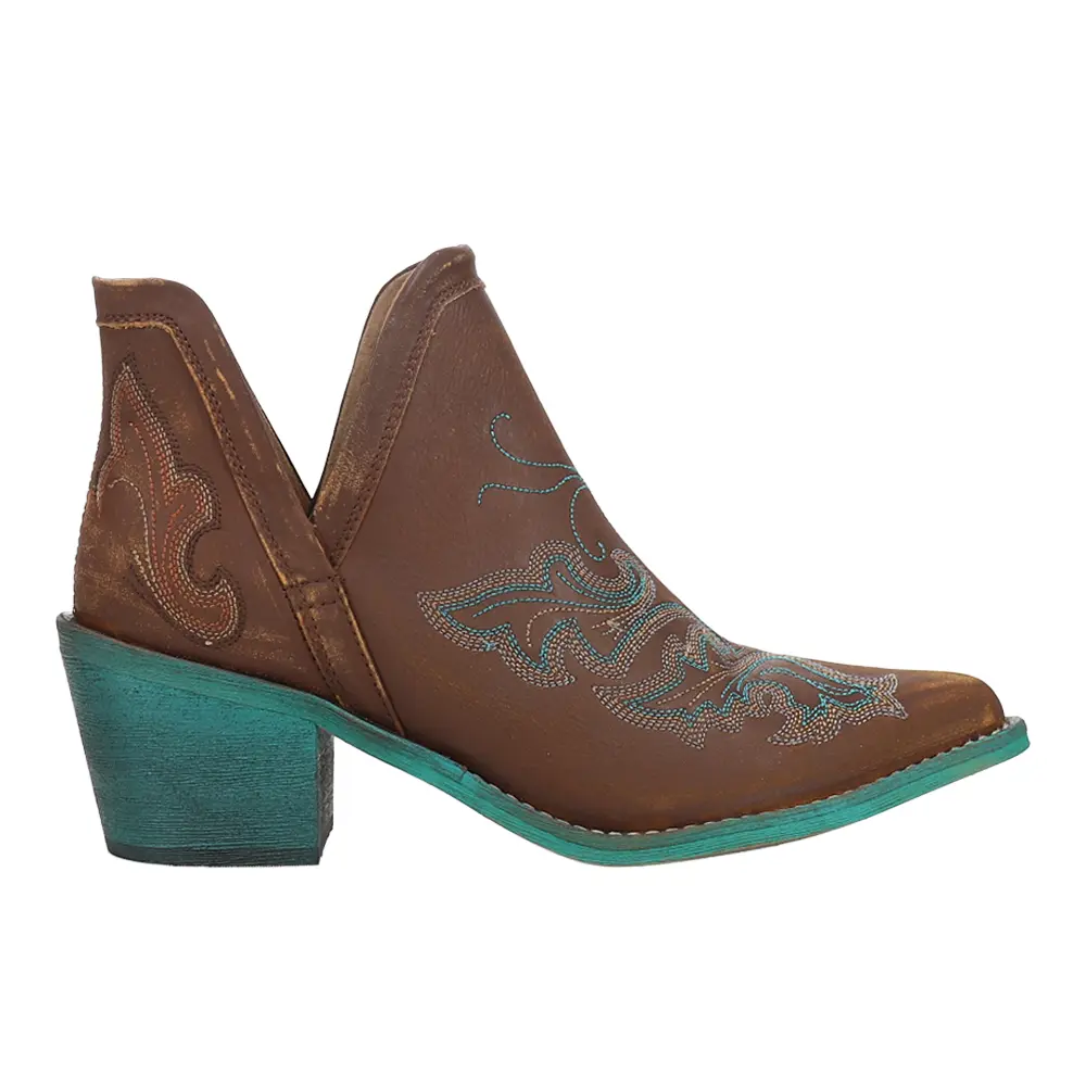 Circle G by Corral Womens Embroidered Pull On Pointed Toe  Casual Boots Ankle Mid Heel 2-3" - Brown