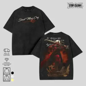 Devil May Cry Dante and trish son of sparda Anime Manga game Vintage Cotton 2 sided Washed Tshirt Sweatshirt Hoodietees Top Casual graphic t-shirts