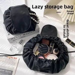 Portable Drawstring Makeup Bag for Women Large Capacity Travel Toiletry Storage Pouch
