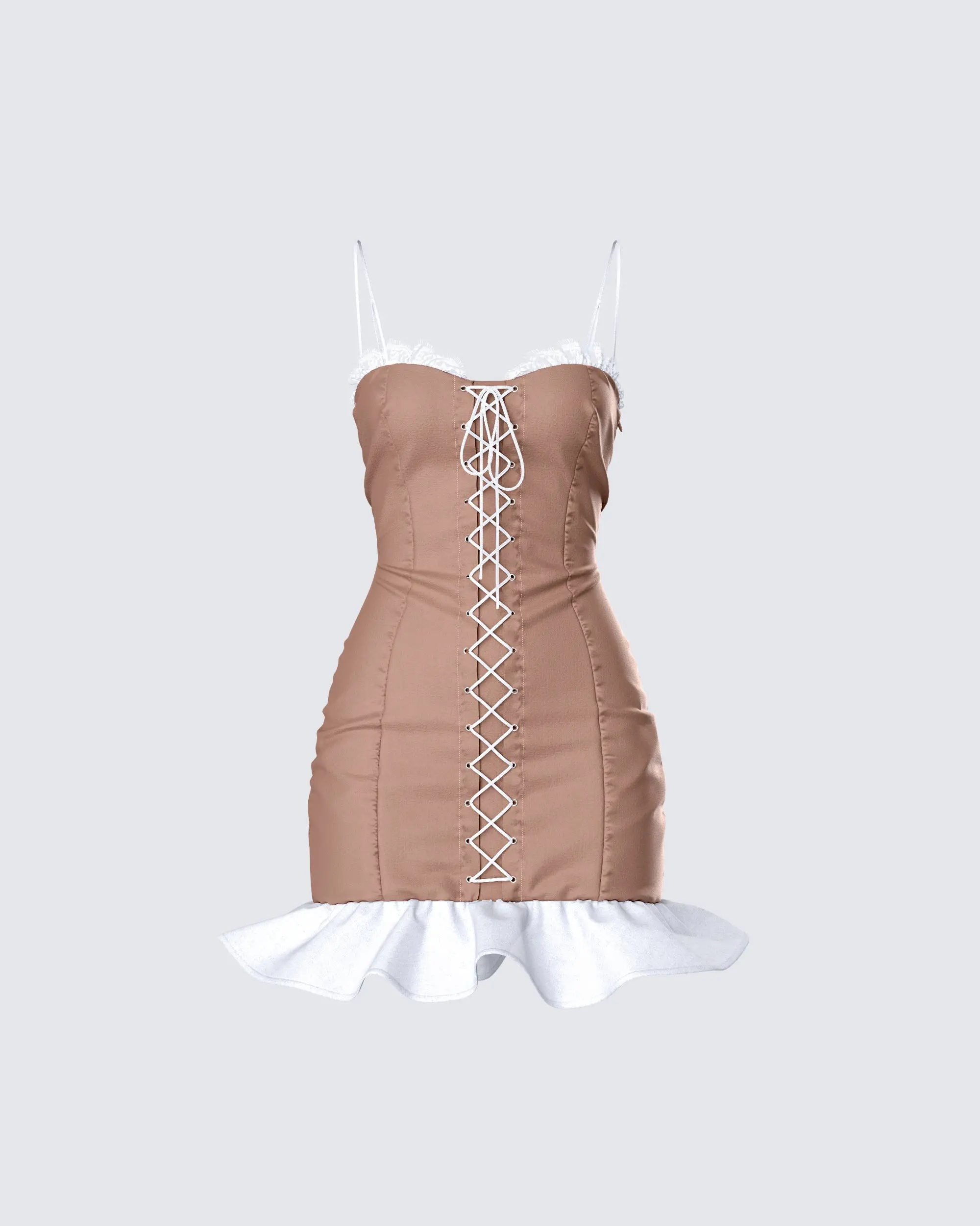 Aza Taupe Lace Up Mini Dress - TikTok Shop Aza Taupe Lace Up Mini Dress - TikTok Shop