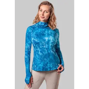 Women's Vented Paros Fishing Hoodie | Blue Water Print