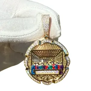 Last Supper Gold Tone Enamel Pendant