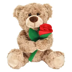 1Pcs Teddy Bear Plush Toy with Red Rose 🧸❤️ Romantic Valentine's Gift for Her - Soft Cuddly Stuffed Animal, Perfect for Anniversary/Birthday Surprise 🎁 Soft Huggable