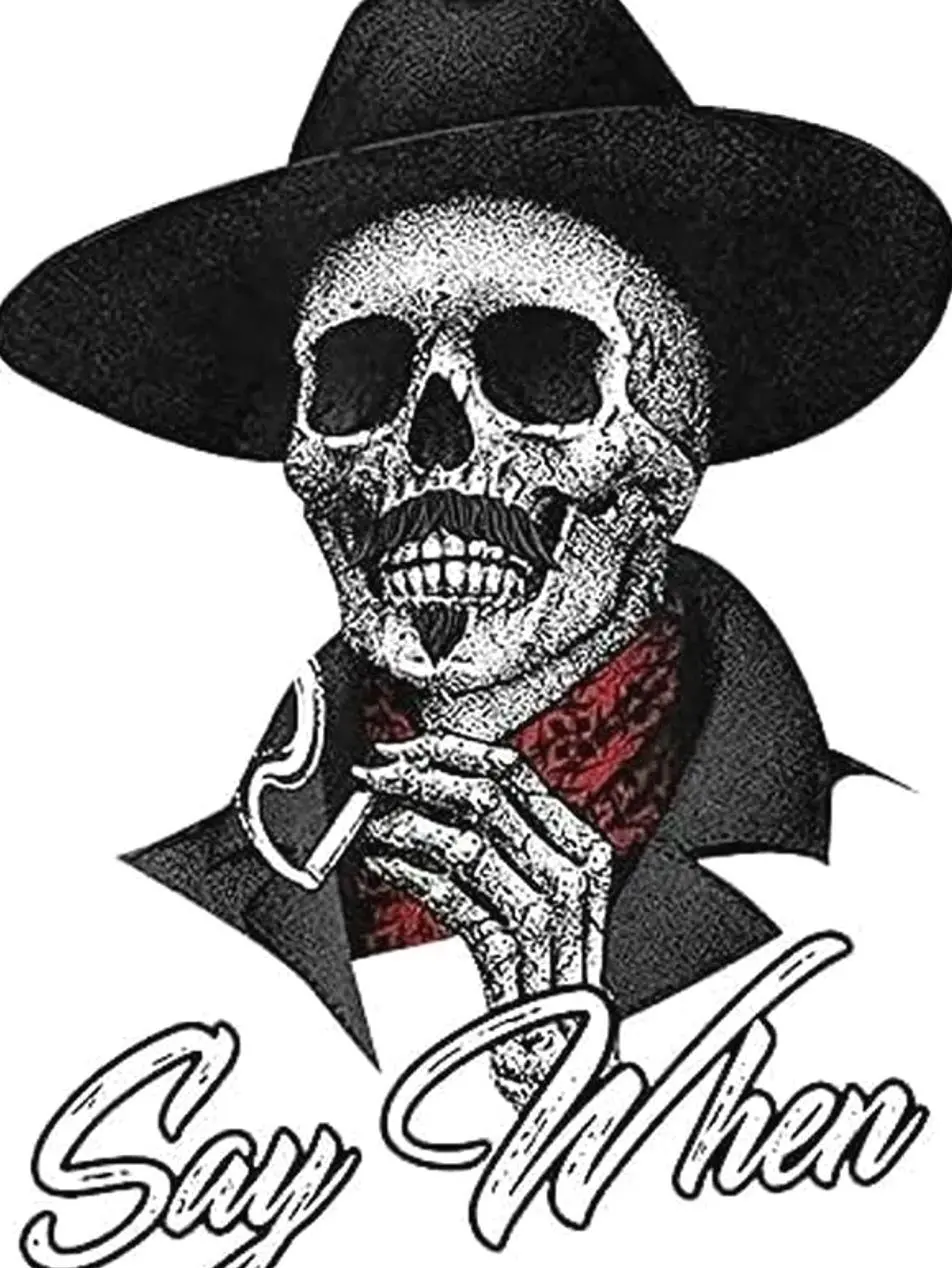 Say When Doc Holiday Sticker Decal Skeleton Skull Tombstone Quote Premium Quality Vinyl Sticker, Laptop Water Bottle Decal Sticker