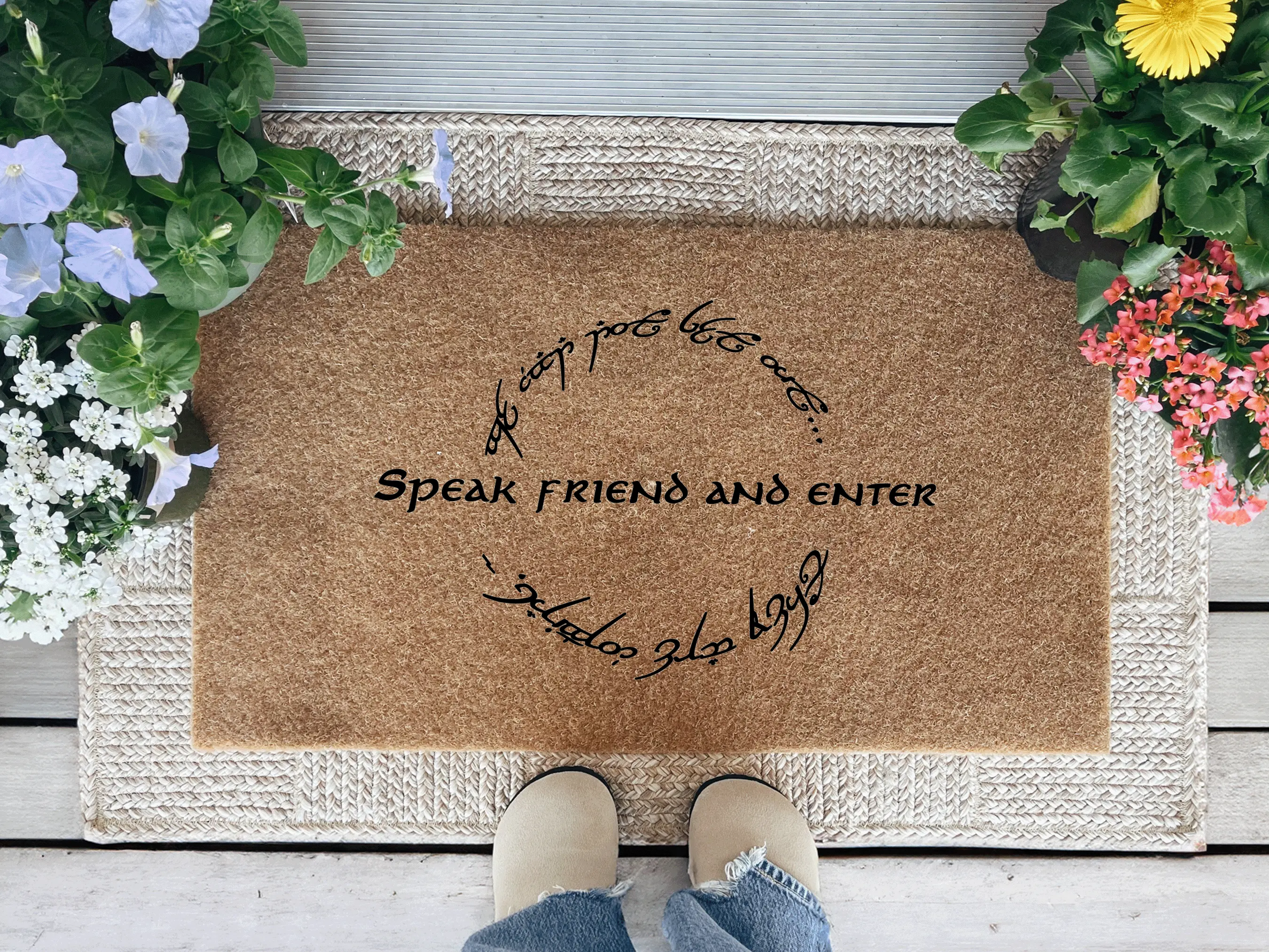 Speak Friend And Enter Doormat, Funny Doormat, Elvish Door Mat, Housewarming Gift, New Home Gift, Home Decor, Closing Gift