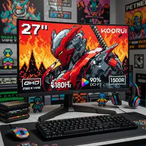 Koorui 27" 2K Curved Gaming Monitor | 180Hz | QHD | 1ms | Adaptive-Sync | HDMI | DisplayPort
