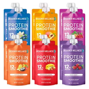 Healthcare Dietary Whey Protein Smoothie Pouches, Mixed Variety 12-Pack, 12g Protein, Real Fruit Snack, No Added Sugar, Low Carb, Gluten-Free, Shelf-Stable, With MCT Oil
