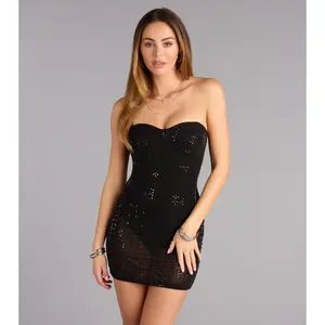 Tempted by the Sparkle Rhinestone Mini Dress
