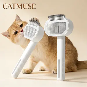 2-in-1 Self-Cleaning Pet Brush for Loose Fur and Minor Tangles, Skin-Safe Deshedding & Grooming Tool for Long- and Short-Haired Pets
