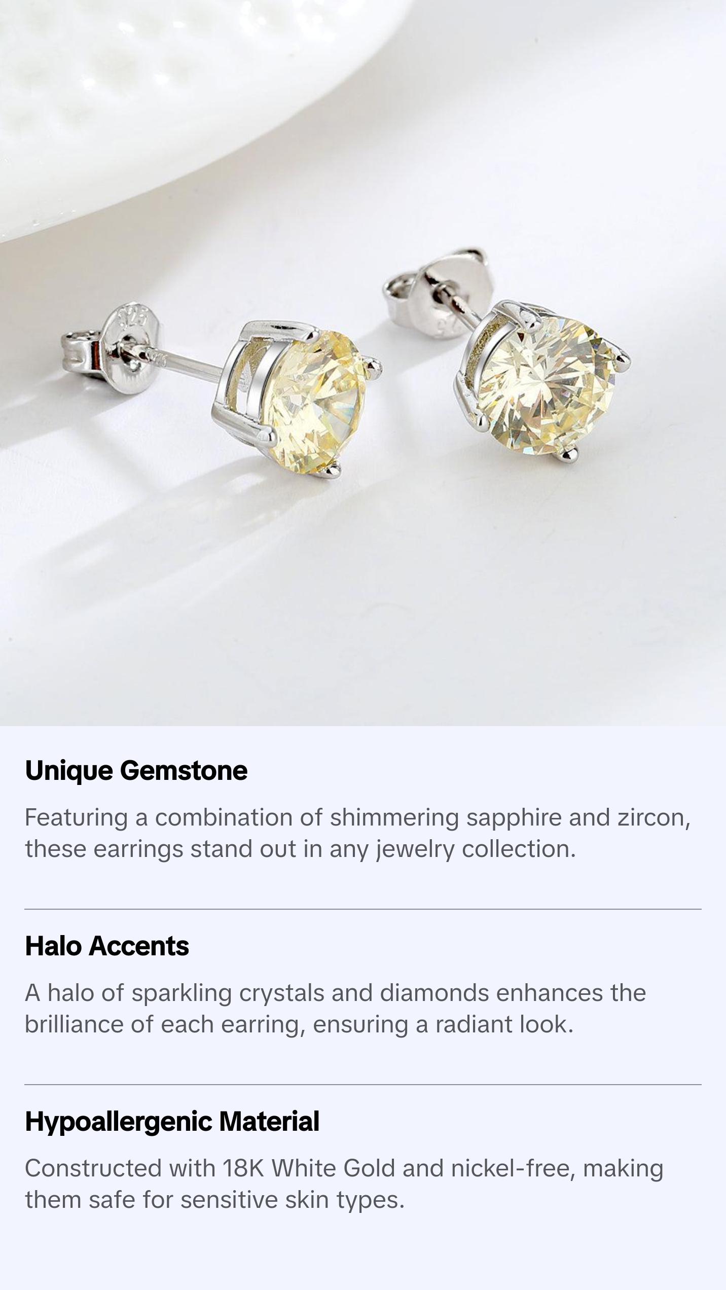 Sapphire Stud Earrings in Sterling Silver