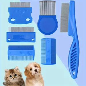 6-Piece Pet Flea Comb Set, Polypropylene Material, Fine Tooth Grooming Combs for Cats, Dense Teeth Design for Flea Removal and Hair Shedding Control