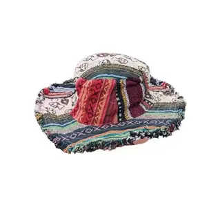 Patchwork Multicolored Mushroom Hat - Colorful Wire Brim, Stash Pocket Fashion Accessory