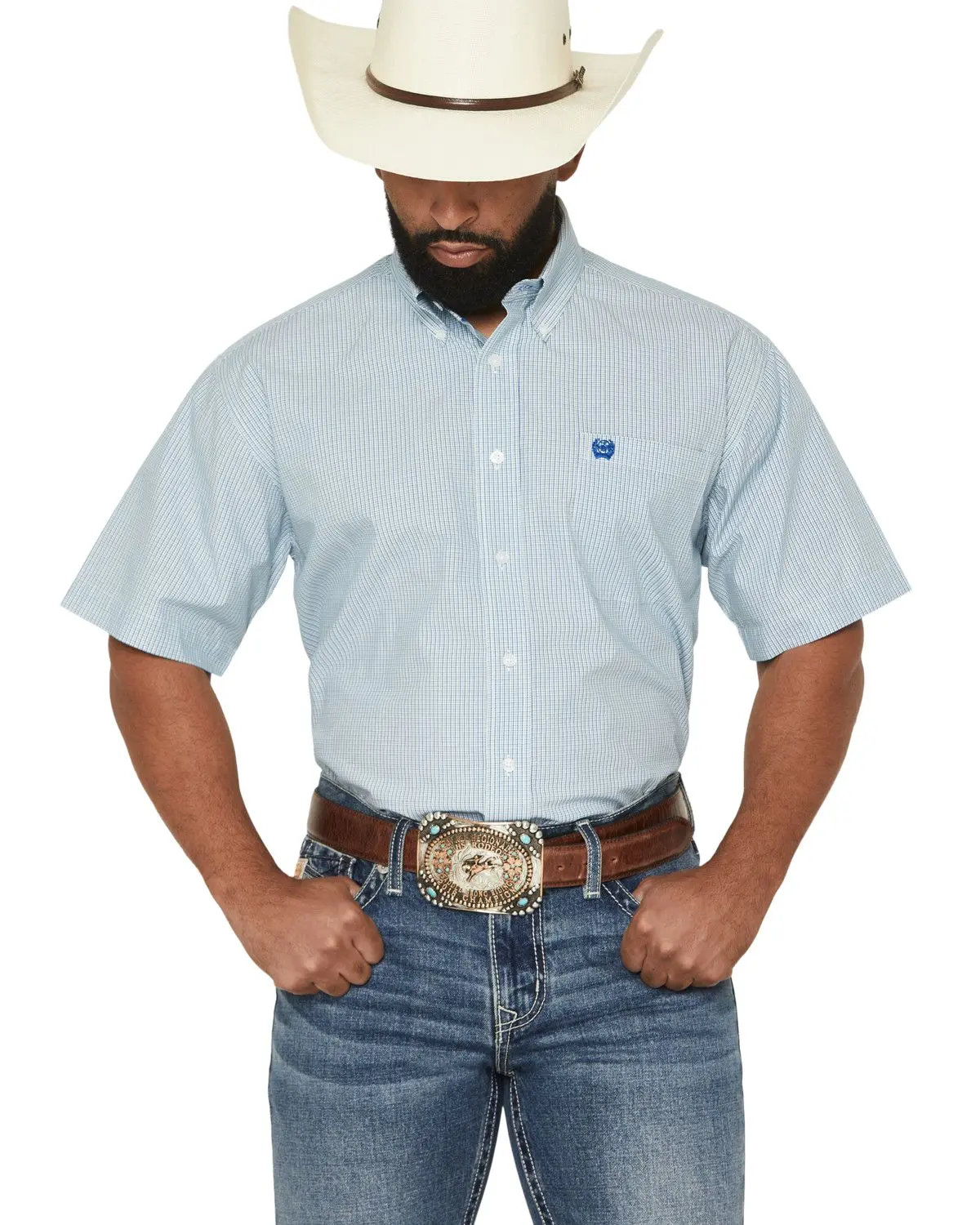 Cinch Men's Men'S Micro Plaid Print Short Sleeve Button-Down Western Shirt - Mtw1111531