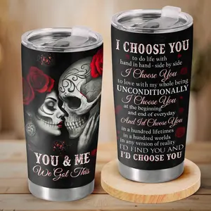 Sweet Mood Shop - Gothic Love "I Choose You" 20oz Tumbler – Romantic Dark Aesthetic Travel Mug for Couples, Anniversary Gift for Him or Her, Unique Daily Drinkware Halloween
