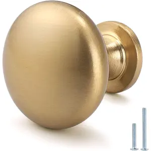 12 Pack Aged Brass Knobs Solid Warm Gold Cabinet Drawer Knobs Champagne Bronze Antique Kitchen Cabinet Hardware Diameter 1-1/5"