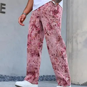 Men's Pink Tie-Dye Wide-Leg Pants, Elastic Waist, Lightweight Breathable Fabric, Relaxed Loose Fit, Ideal for Streetwear, Casual Wear, and Summer, a bold statement wardrobe staple.