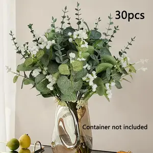 Mixed artificial eucalyptus and artificial flower bouquet leaves bouquet, suitable for weddings, home, hotels, offices, weddings, parties, home gardens, porches, cottage decoration, courtyard, window frame decoration