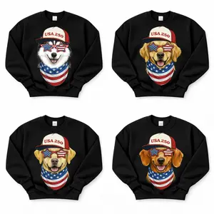 USA 250 Patriot Dog Sweatshirt Black & White - (25 Dog) Custom Patriotic Puppy for Dog Lovers
