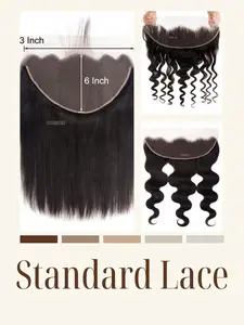 Tatihair Standard Light Brown 100% Virgin Human Hair Lace Frontal, Free Part Skin Melt Lace 13x4 13x6