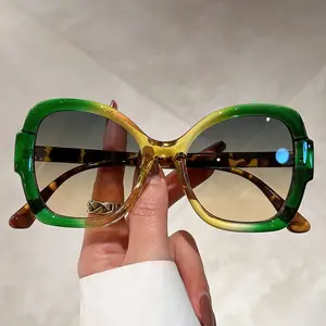 Women Y2K Retro Gradient Glasses Multicolor Frame Eyewear Decorative Lenses Metal Hinges Casual Party Wear Stylish Lightweight Design