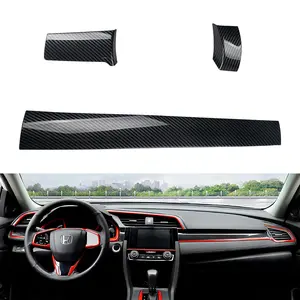 For 10th Gen Honda Civic 2016-2021 Dashboard Console Cover Trim Carbon Fiber Durable Material Interior Panel Protector Self-Adhesive Easy Install Car Interior Styling Upgrade Car Gifts