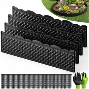 4.72"x33.2' Landscape Edging Kit, Garden Edging Border with 75 count Stakes & Gloves, No Dig Decorative Garden Edge Panels Flexible for Yard, Flower Bed, Landscaping & Lawn Edging (23 PCS)