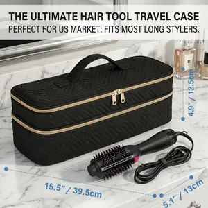 Nexapick Double Layer Hair Tool Storage Bag for Dyson Airwrap, Travel Organizer Case with Accessory Pockets for Hair Dryer, Straightener, Curling Iron