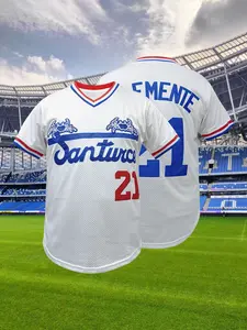 Men's Letter Embroidery V Neck Baseball Lightweight Jersey, Casual Loose Striped Print Short Sleeve Button Sports T-shirt, Breathable Baseball Top for Outdoor Sports Unisex Style, Sports Clothing, Athletic Tops