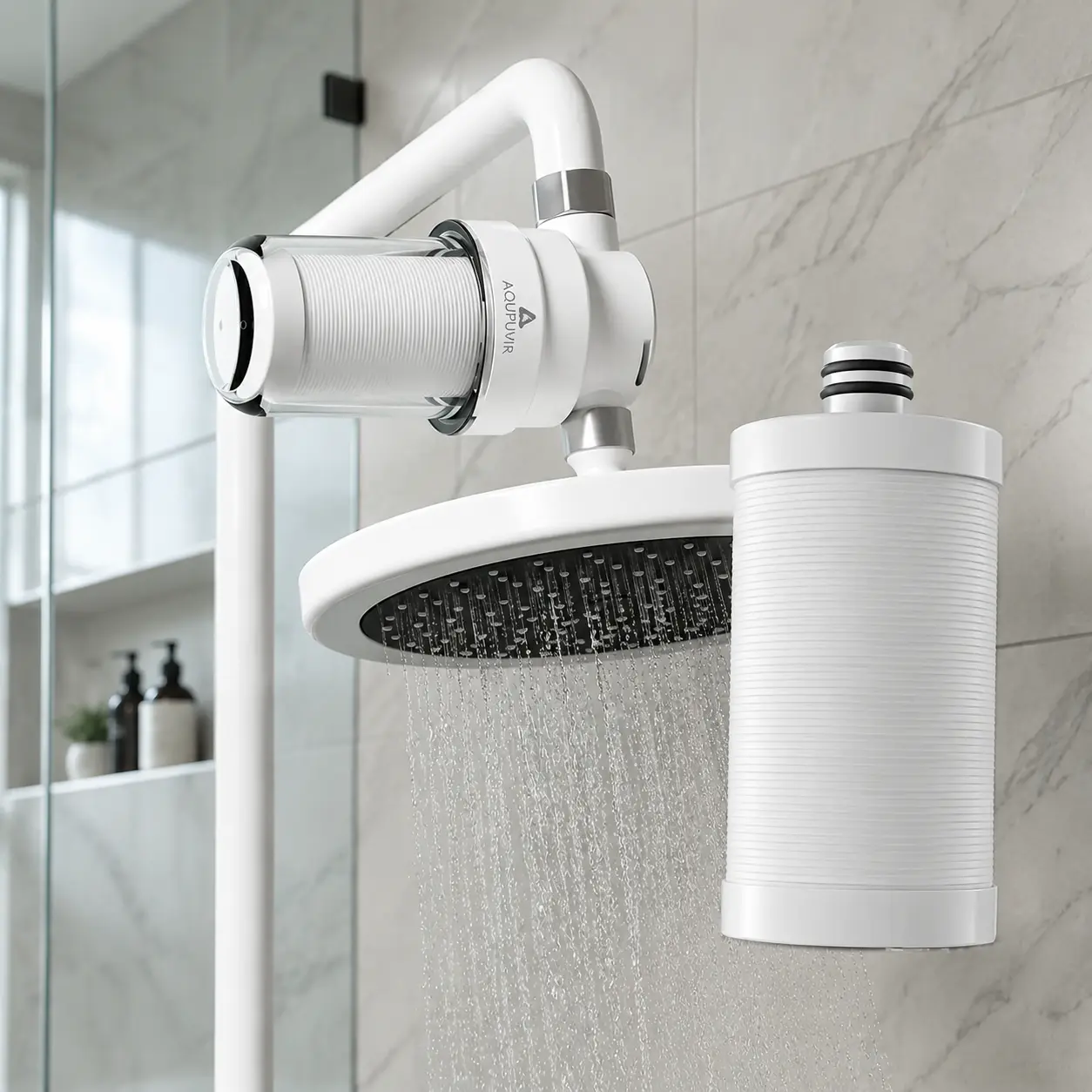 AQUPUVIR One Set Bathroom Shower Faucet Water Filter, Showerhead Filter, Water Purifier, Shower Chlorine Remover, Pre-filter For Water Heater Inlet, Washing Machine Faucet Filter
