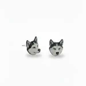 Husky Earrings, Custom Resin Stud Earrings