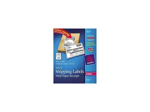 Avery Shipping Labels w/Paper Receipt TrueBlock 5 1/16 x 7 5/8 White 50/Pack